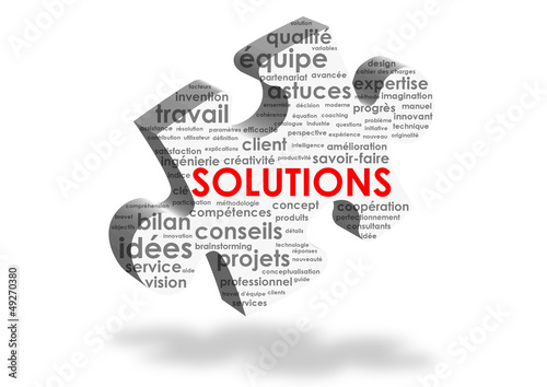 Illustration: Nuage de Tags "SOLUTIONS" (idées innovation service client aide) Nuage de Tags "SOLUTIONS" (idées innovation service client aide)