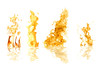 set of orange flames with reflections