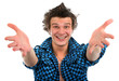 Portrait of happy young man isolated background