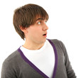 Portrait amazing young man looking to side