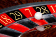 Classic casino roulette wheel with red sector seven 7