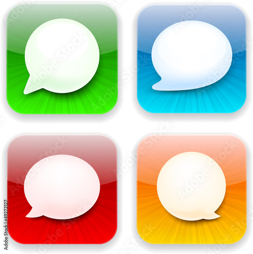 Vector: Web speech bubble app icons. Web speech bubble app icons.