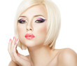 Beautiful woman with short Blond hair