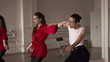 Professional dancers dancing in ballroom, super slow motion