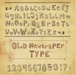 Old Newspaper Type - Alphabet and Numbers