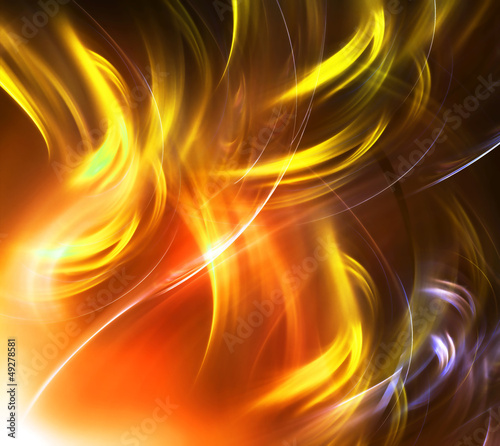 Illustration: Abstract gold fiery waves Abstract gold fiery waves