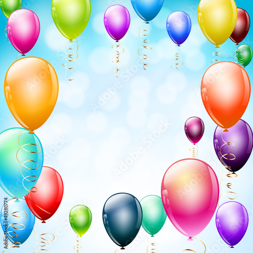 Vector: colorful balloons as frame on blue colorful balloons as frame on blue