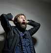 Portrait of the man with a big beard and mustachio