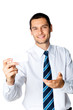 Businessman showing blank business or plastic card