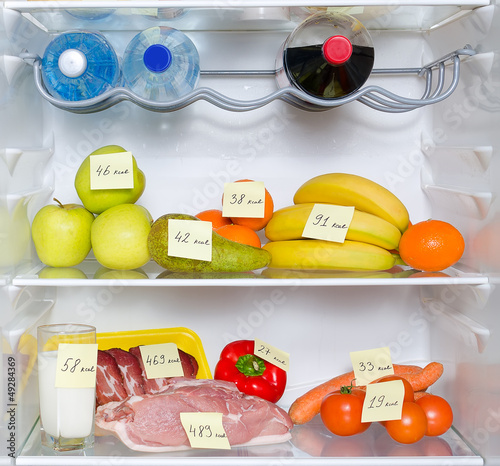 Photo: Open fridge full of fruits, vegetables and meat Open fridge full of fruits, vegetables and meat