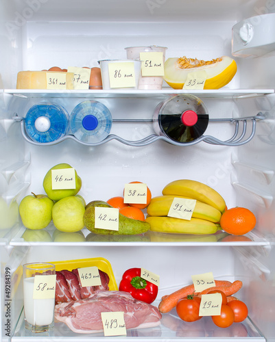 Photo: Open fridge full of fruits, vegetables and meat Open fridge full of fruits, vegetables and meat