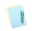 Blank notepapers, pencil and pen
