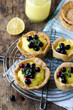 Baskets with lemon cream and currant