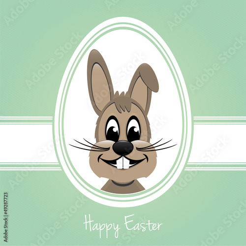 Vector: happy easter bunny white egg green background happy easter bunny white egg green background