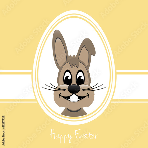 Vector: happy easter bunny white egg yellow background happy easter bunny white egg yellow background
