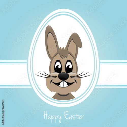 Vector: happy easter bunny white egg blue background happy easter bunny white egg blue background