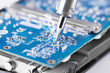Soldering iron on mircrocircuit