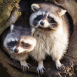 Adult raccoon at his nest