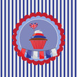 background with cupcake in UK traditional colors
