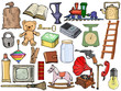 set of different vintage objects
