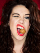 Funny beautiful nutcracker lady with strong teeth
