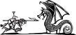 Mounted Knight and Dragon