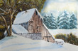 winter countryside house