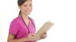 Medical nurse doctor woman writing on clipboard