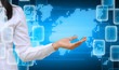 hand holding on technology background