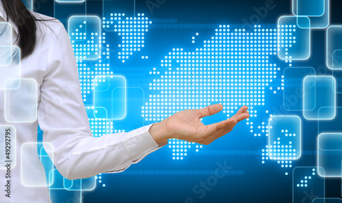 Illustration: hand holding on technology background hand holding on technology background