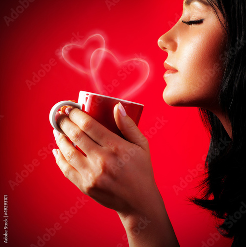 Photo: Beautiful lady drinking coffee Beautiful lady drinking coffee