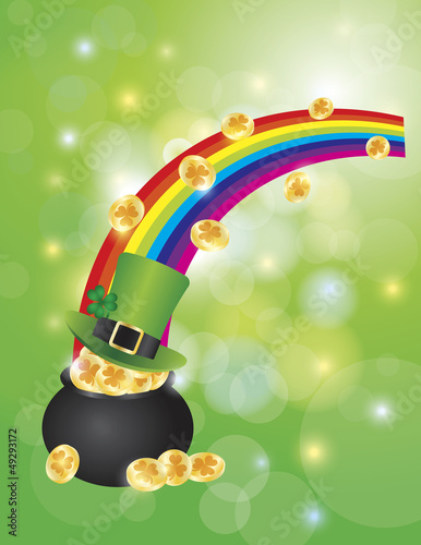 Vector: Pot of Gold with Bokeh Background Illustration Pot of Gold with Bokeh Background Illustration
