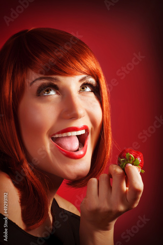 Photo: Woman eat strawberry Woman eat strawberry