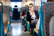 Pensive businesswoman on the train