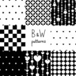 Various black and white seamless patterns set, vector