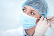 Photo: female doctor in medical gloves female doctor in medical gloves