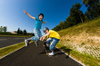 Active young people - rollerblading, skateboarding