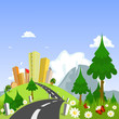 Vektor: Nature theme from the city in the background Nature theme from the city in the background