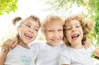 Low angle view portrait of happy children