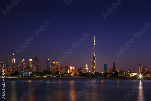 Photo: Dubai Skyline at dusk looking from Jumeirah Beach Dubai Skyline at dusk looking from Jumeirah Beach