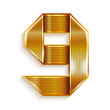 Number metal gold ribbon - 9 - nine