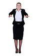 Businesswoman with palms out flat