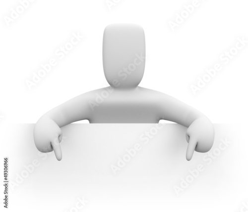 Illustration: Person with blank banner Person with blank banner