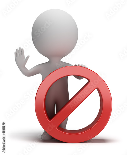 Illustration: 3d small people - stop sign 3d small people - stop sign
