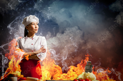 Photo: Asian female cook in anger Asian female cook in anger