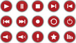 Vector: Set of multimedia red buttons on white background Set of multimedia red buttons on white background