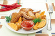 Photo: Fried chicken wings with baked potatoes Fried chicken wings with baked potatoes
