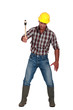 Labourer using a hammer