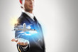 Image of pilot with plane in hand
