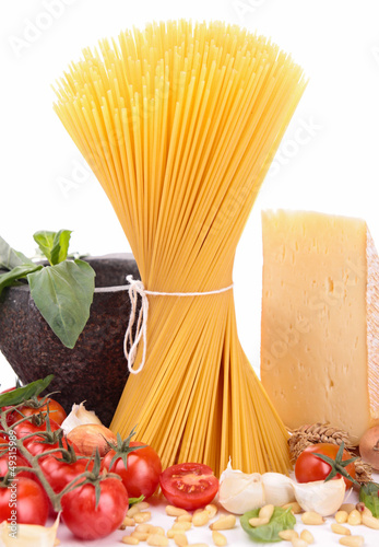 Photo: raw spaghetti and ingredients raw spaghetti and ingredients